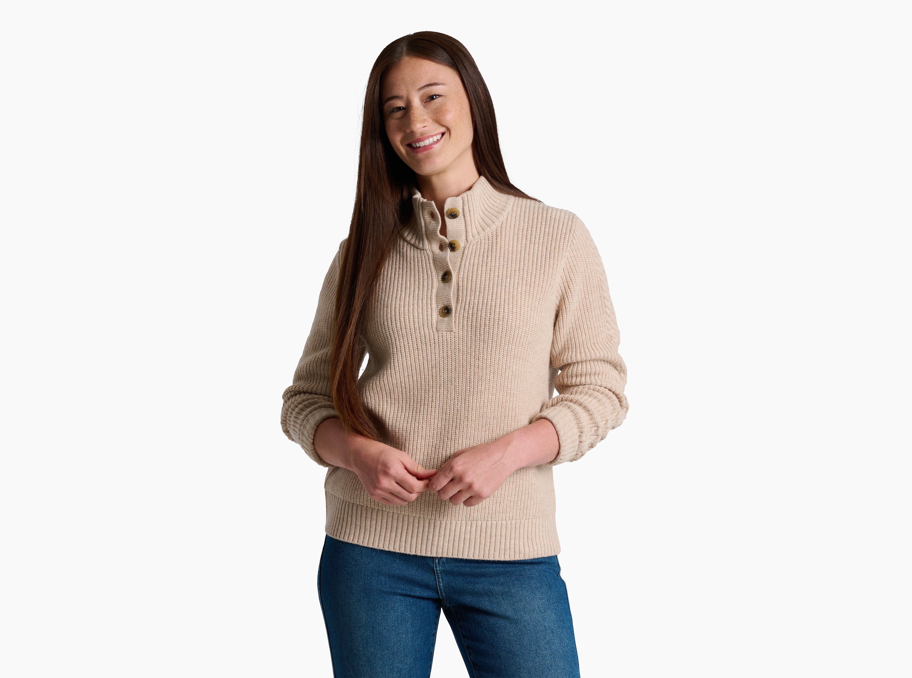 KUHL Fireside Henley Sweater NATURAL Front