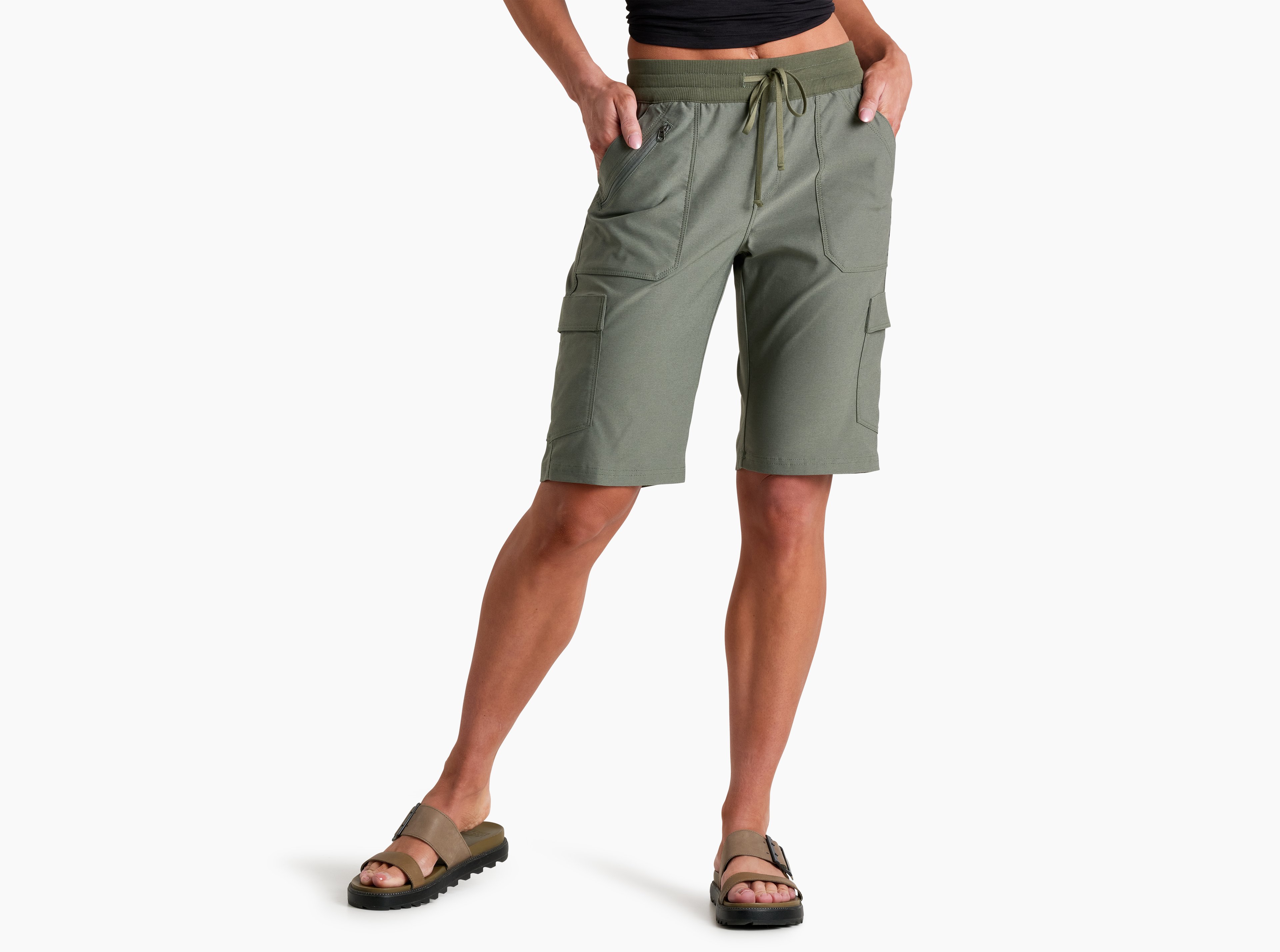 KUHL Trekr Pull On Cargo Short 11" OLIVE Front