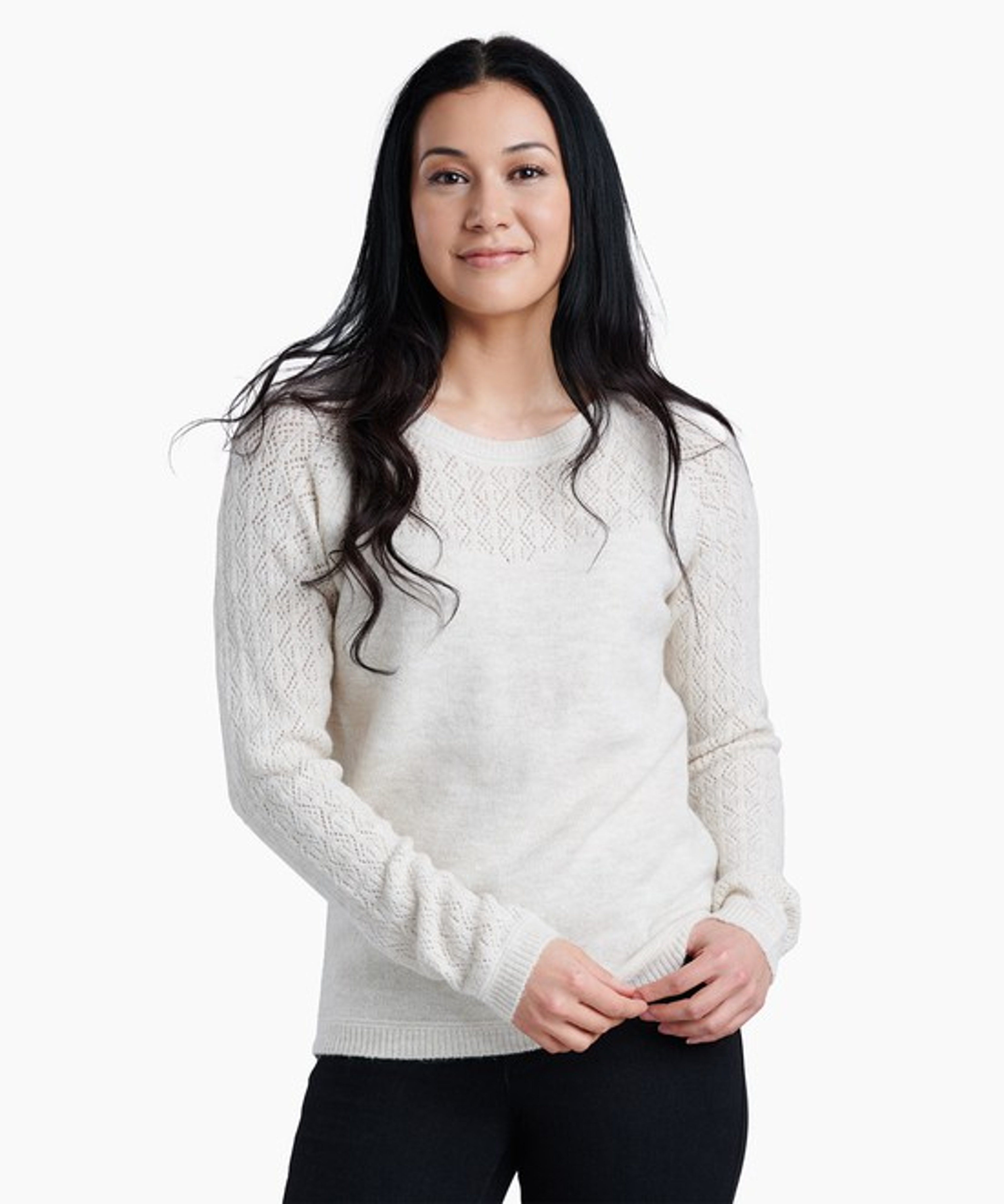 KUHL Sonata Pointelle Sweater Stone Front
